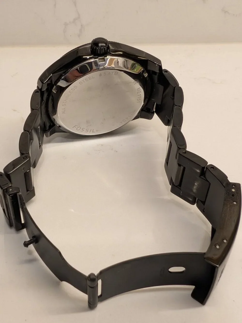 Fossil ME1151 Men’s Black Stainless Steel Twist Watch Open Heart 5 ATM